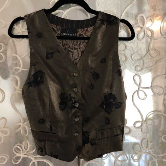 Carole Little Tops - Carol little vest sz 12 leopard pinstripe grey
